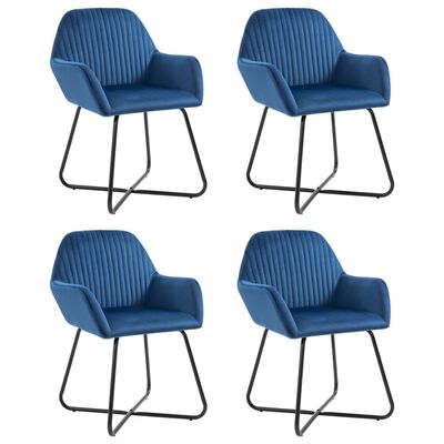 vidaXL Chaises à manger lot de 4 Bleu Velours