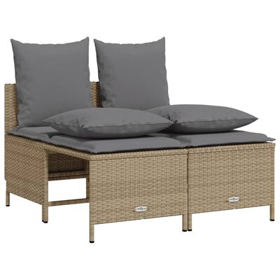 vidaXL Salon de jardin avec coussins 4 pcs beige résine tressée