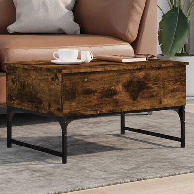 vidaXL Table basse chêne fumé 70x50x40 cm bois d'ingénierie et métal