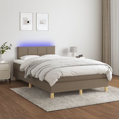 vidaXL Sommier à lattes de lit matelas et LED taupe 120x190 cm tissu