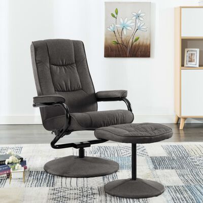 vidaXL Fauteuil inclinable avec repose-pieds gris foncé tissu