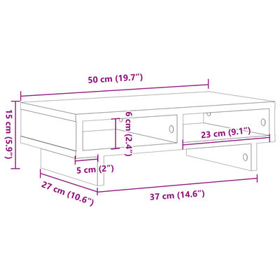 vidaXL Support de moniteur vieux bois 50x27x15 cm bois d'ingénierie