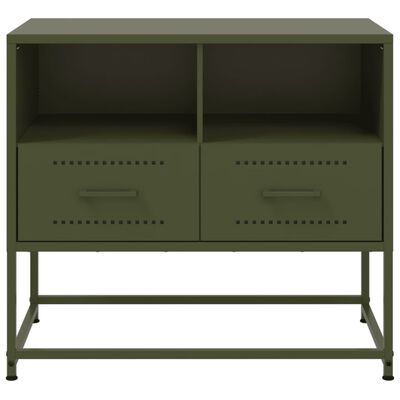 vidaXL Meuble TV vert olive 68x39x60,5 cm acier