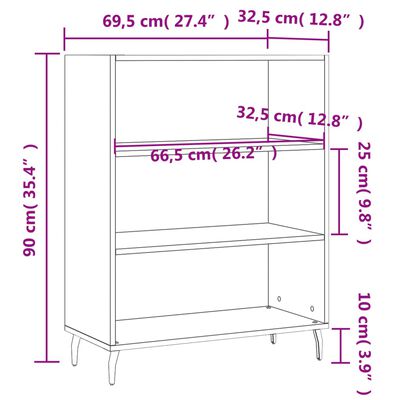 vidaXL Armoire à étagères blanc 69,5x32,5x90 cm bois d'ingénierie