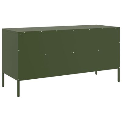 vidaXL Meuble TV vert olive 100,5x39x50,5 cm acier