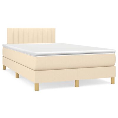 vidaXL Sommier à lattes de lit avec matelas crème 120x190 cm tissu