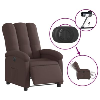 vidaXL Fauteuil inclinable électrique Marron foncé Tissu