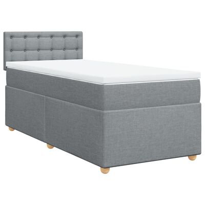 vidaXL Sommier à lattes de lit avec matelas Gris clair 90x200 cm Tissu