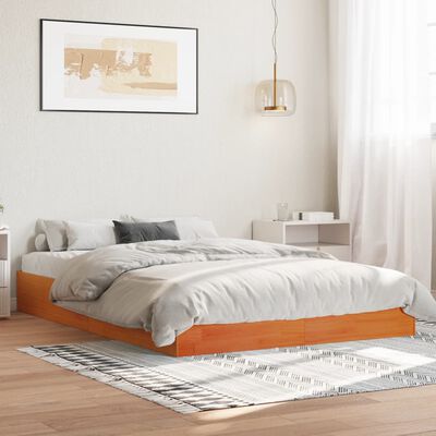 vidaXL Cadre de lit sans matelas cire marron 120x190cm bois pin massif