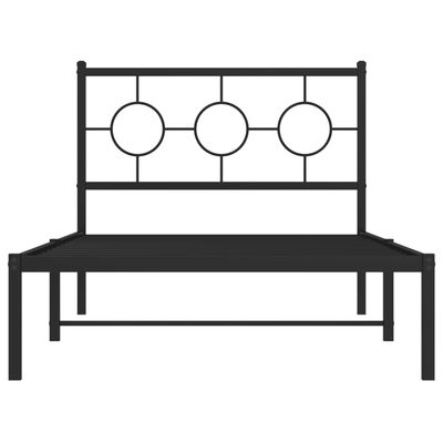 vidaXL Cadre de lit métal sans matelas avec tête de lit noir 100x190cm