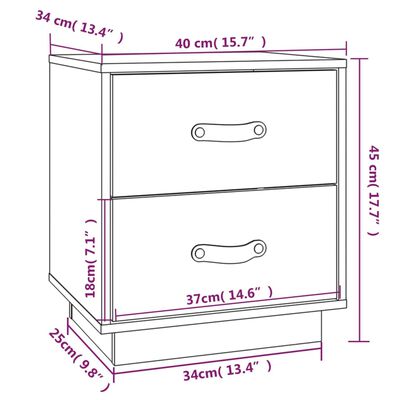 vidaXL Tables de chevet 2pcs Marron miel 40x34x45cm Bois de pin massif