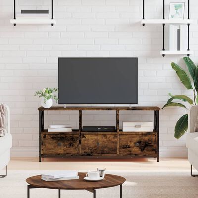 vidaXL Meuble TV chêne fumé 102x33x45 cm bois d'ingénierie et fer