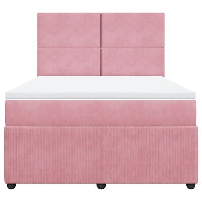 vidaXL Sommier à lattes de lit avec matelas Rose 160x200 cm Velours