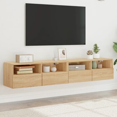 vidaXL Meubles TV muraux 2 pcs chêne sonoma 80x30x30cm bois ingénierie