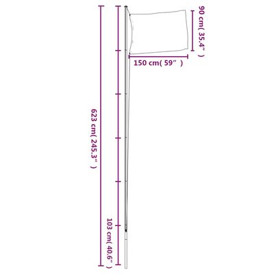 vidaXL Drapeau de l'Autriche et mât 6,23 m Aluminium