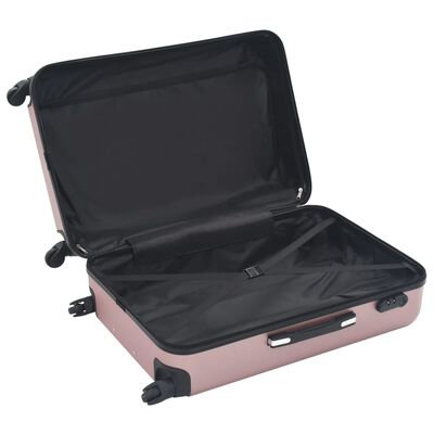 vidaXL Valise rigide 3 pcs Doré rose ABS