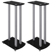 vidaXL Supports de haut-parleurs 2 pcs noir/argenté 3 piliers