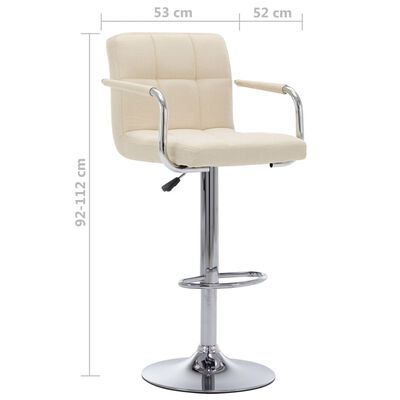 vidaXL Chaises de bar lot de 2 crème tissu