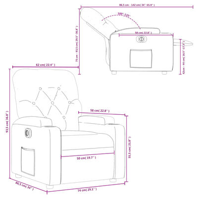 vidaXL Fauteuil inclinable électrique Gris Similicuir