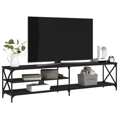 vidaXL Meuble TV noir 200x40x50 cm bois d'ingénierie et métal