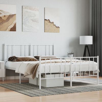 vidaXL Cadre de lit métal sans matelas et pied de lit blanc 120x190 cm