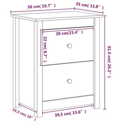 vidaXL Table de chevet 50x35x61,5 cm Bois de pin massif