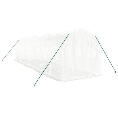 vidaXL Serre avec cadre en acier blanc 16 m² 8x2x2 m