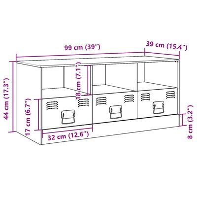 vidaXL Meuble TV noir 99x39x44 cm acier