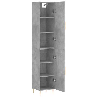 vidaXL Buffet haut Gris béton 34,5x34x180 cm Bois d'ingénierie