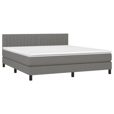 vidaXL Sommier à lattes de lit avec matelas Gris foncé 180x200cm Tissu