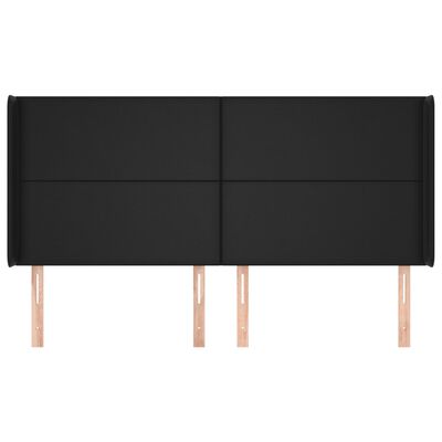 vidaXL Tête de lit avec oreilles Noir 163x16x118/128 cm Similicuir