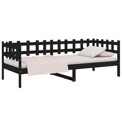 vidaXL Lit de jour sans matelas noir 90x190 cm bois de pin massif