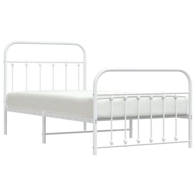 vidaXL Cadre de lit métal sans matelas et pied de lit blanc 100x190 cm