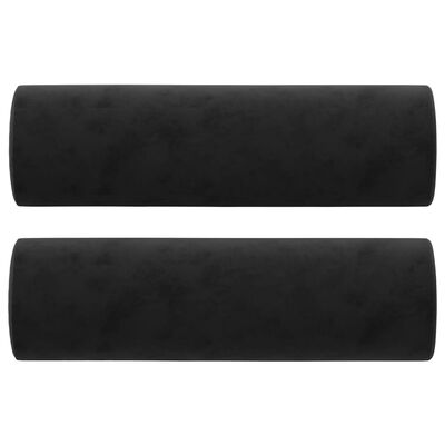 vidaXL Canapé 3 places avec oreillers décoratifs noir 180 cm velours