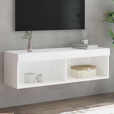 vidaXL Meuble TV avec lumières LED blanc 100x30x30 cm