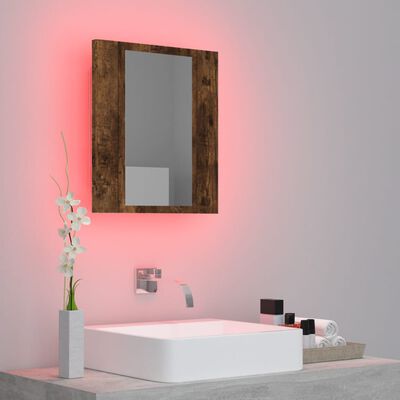 vidaXL Armoire à miroir LED de salle de bain chêne fumé 40x12x45 cm