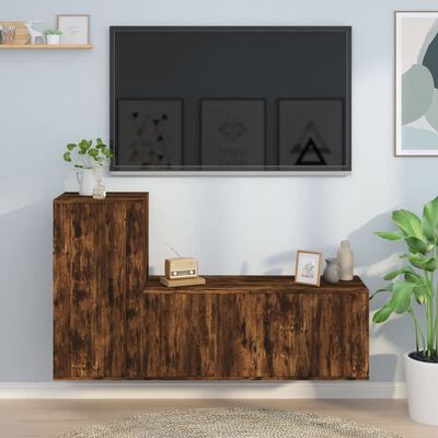 vidaXL Ensemble de meubles TV 2 pcs Chêne fumé Bois d'ingénierie