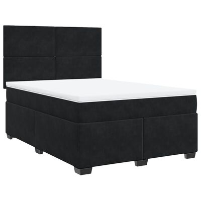 vidaXL Sommier à lattes de lit avec matelas Noir 140x190 cm Velours