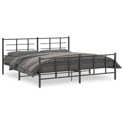 vidaXL Cadre de lit métal sans matelas avec pied de lit noir 200x200cm