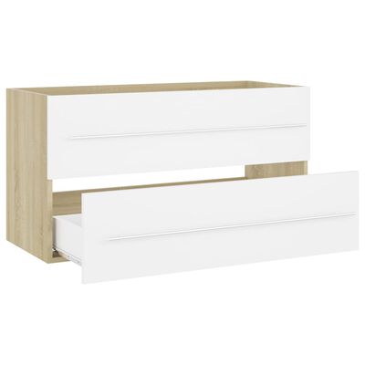 vidaXL Ensemble de meubles de salle de bain 2pcs blanc et chêne sonoma