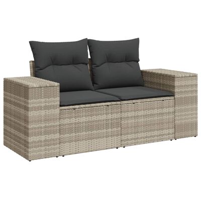 vidaXL Salon de jardin avec coussins 10 pcs gris clair résine tressée