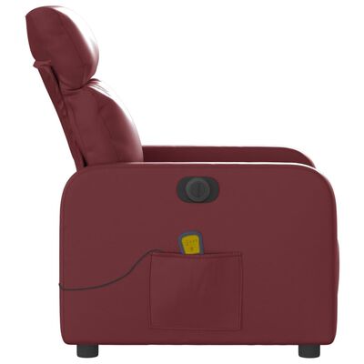 vidaXL Fauteuil de massage inclinable électrique rouge bordeaux