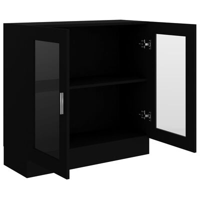 vidaXL Armoire à vitrine noir 82,5x30,5x80 cm Bois d'ingénierie