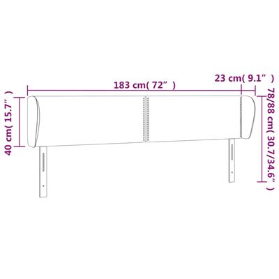 vidaXL Tête de lit avec oreilles Crème 183x23x78/88 cm Tissu