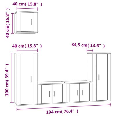 vidaXL Ensemble de meubles TV 5 pcs Blanc Bois d'ingénierie