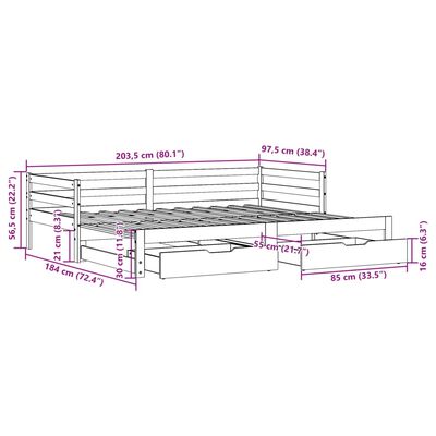 vidaXL Lit de jour et lit gigogne et tiroirs 90x200 cm bois pin massif