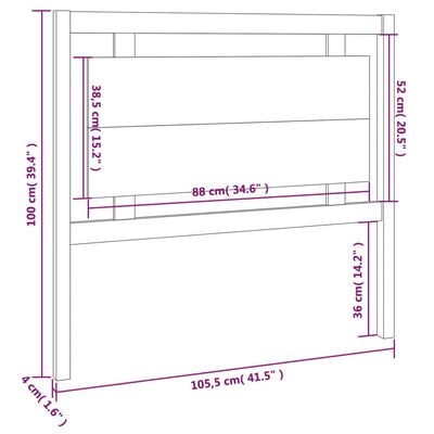 vidaXL Tête de lit Gris 105,5x4x100 cm Bois massif de pin