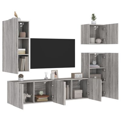 vidaXL Unités murales TV 5 pcs sonoma gris bois d'ingénierie