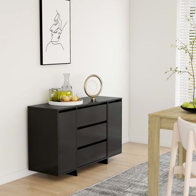 vidaXL Buffet avec 3 tiroirs Noir 120x41x75 cm Bois d'ingénierie