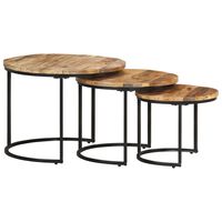 vidaXL Tables gigognes 3 pcs Bois de manguier brut